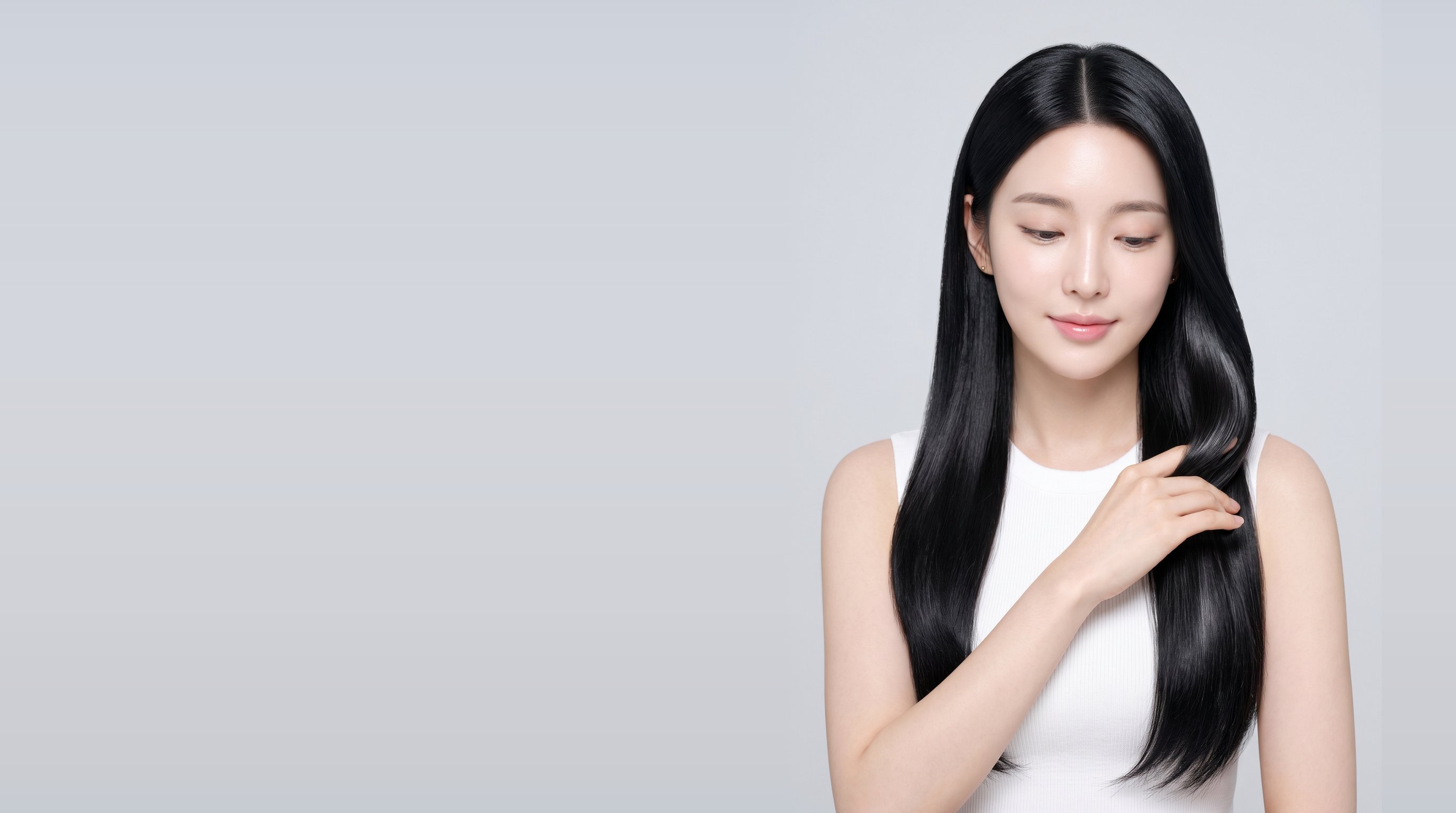 윤기 나게 복구된 긴 머리 — 열펌은 클리닉이다